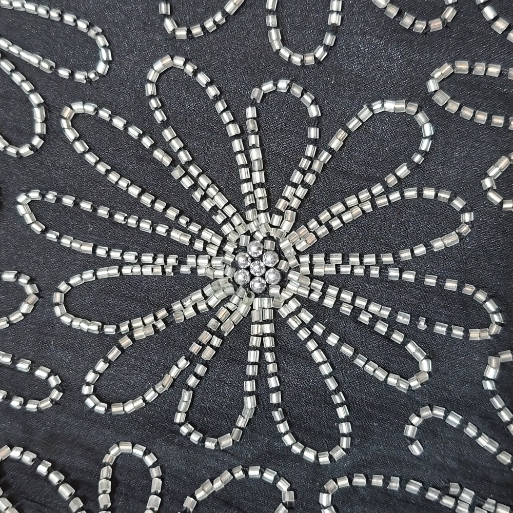 Scala Black Beaded Floral Cropped Jacket - Picture 11 of 12